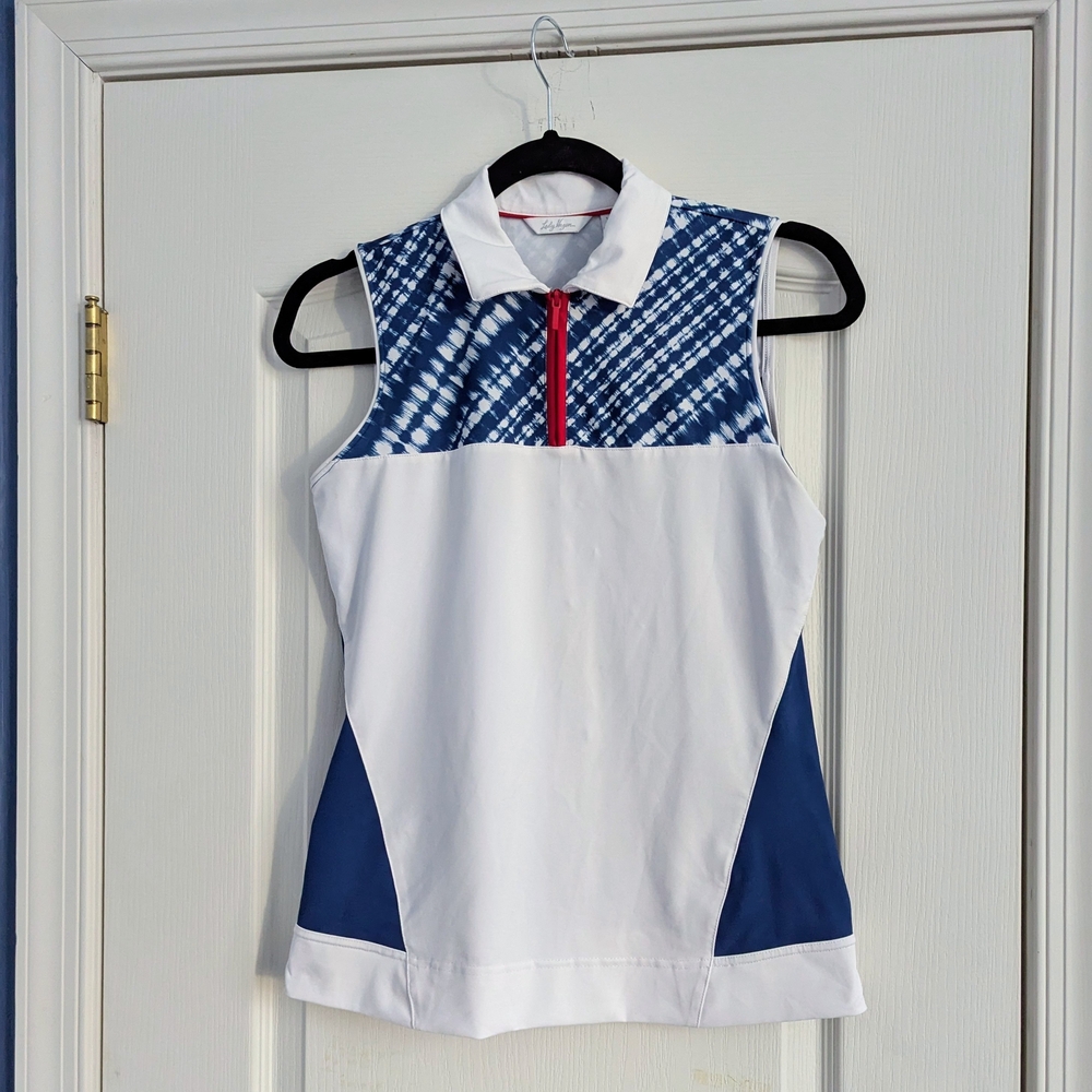 Lady Hagen Navy and White Patterned Golf Top - Picture 2 of 4